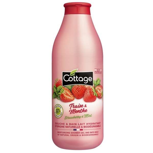Cottage Moisturizing Shower Gel & Bath Milk - Strawberry & Mint sprchový